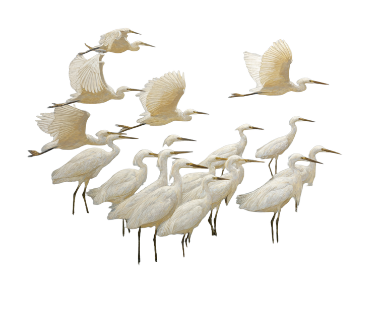 White Egrets Painting Vinyl Car Decal Sticker – Waterproof & UV-Resistant 3.2"
