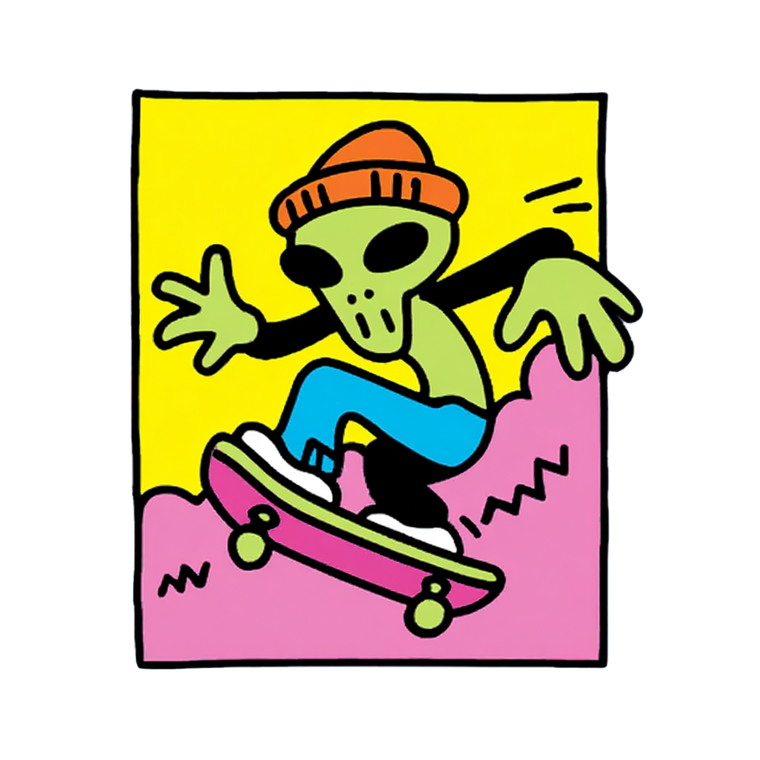 Skateboarding Alien Vinyl Car Decal Sticker – Waterproof & UV-Resistant 6.826666666666667"