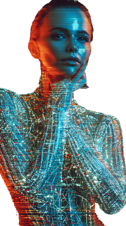 Holographic Futuristic Woman Vinyl Car Decal Sticker – Waterproof & UV-Resistant 9.706666666666667"