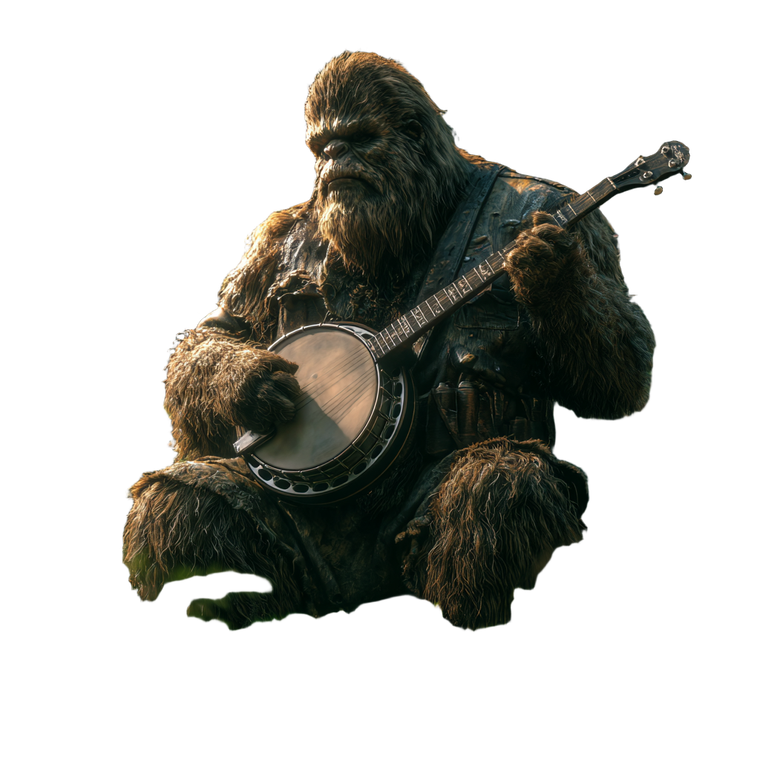 Bigfoot With Banjo Vinyl Car Decal Sticker – Waterproof & UV-Resistant 3.4133333333333336"