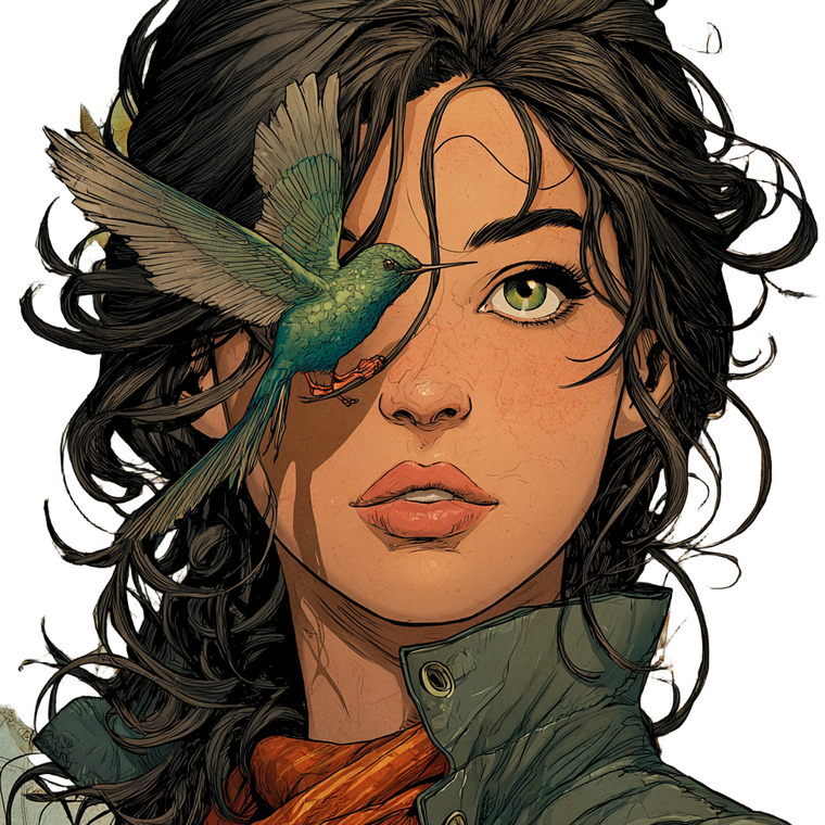 Brunette With Hummingbird Vinyl Car Decal Sticker – Waterproof & UV-Resistant 3.4133333333333336"