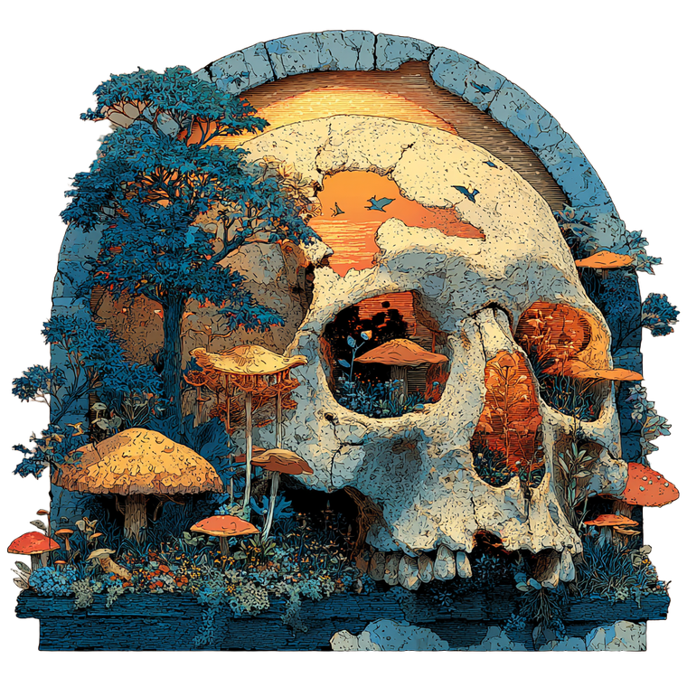 Surreal Skull Rebirth Vinyl Car Decal Sticker – Waterproof & UV-Resistant 6.826666666666667"