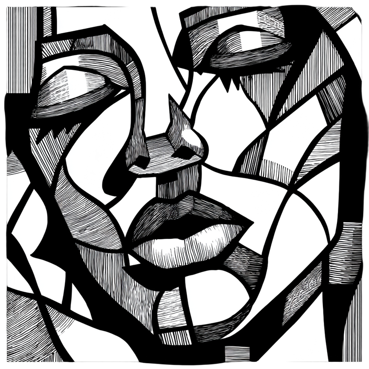 Cubist Kiss Portrait Vinyl Car Decal Sticker – Waterproof & UV-Resistant 3.4133333333333336"