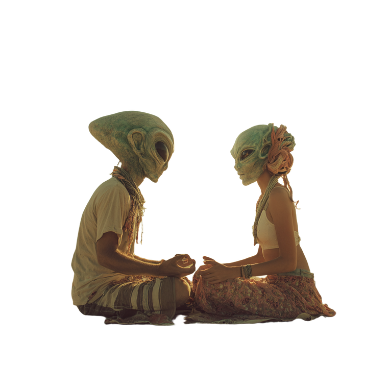 Alien Couple Meditating Vinyl Car Decal Sticker – Waterproof & UV-Resistant 6.826666666666667"