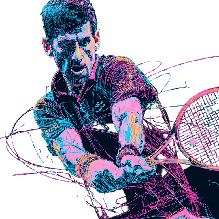 Neon Tennis Djokovic Vinyl Car Decal Sticker – Waterproof & UV-Resistant 3.4133333333333336"