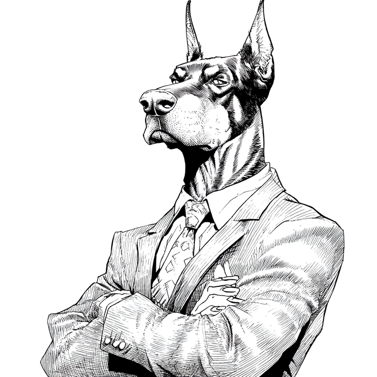 Dapper Doberman V2 Vinyl Car Decal Sticker – Waterproof & UV-Resistant 6.826666666666667"