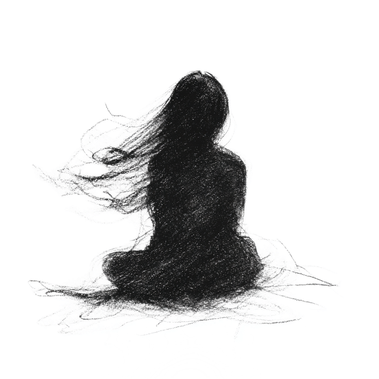 Meditating Woman Sketch V2 Vinyl Car Decal Sticker – Waterproof & UV-Resistant 3.4133333333333336"