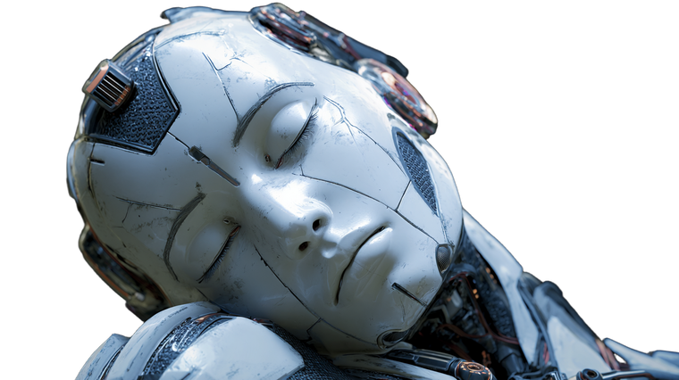 Sleeping Robot Vinyl Car Decal Sticker – Waterproof & UV-Resistant 5.4