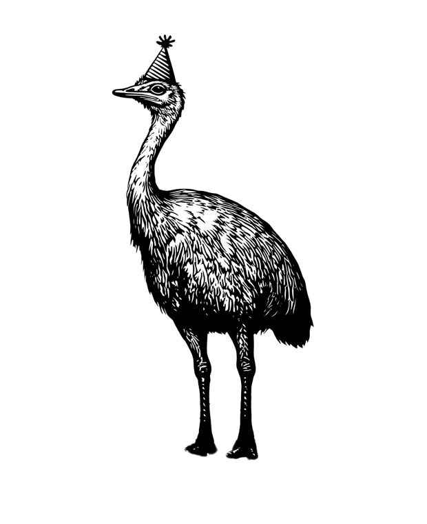 Ostrich Party Hat Vinyl Car Decal Sticker – Waterproof & UV-Resistant 8.106666666666667"
