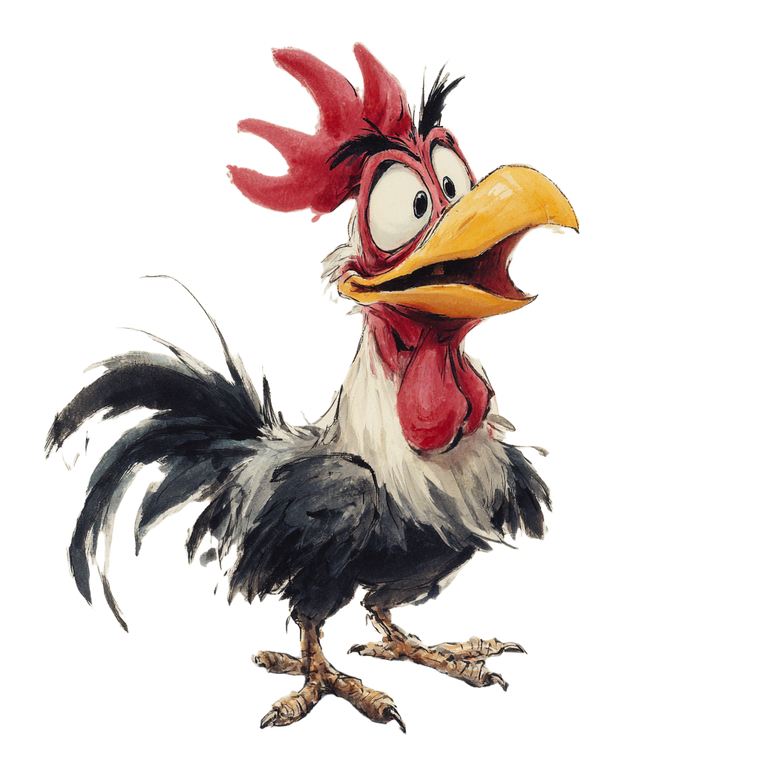 Surprised Rooster Painting Vinyl Car Decal Sticker – Waterproof & UV-Resistant 3.4133333333333336"