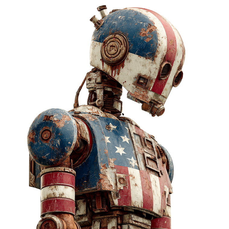 Patriotic Battle Robot V2 Vinyl Car Decal Sticker – Waterproof & UV-Resistant 3.4133333333333336"