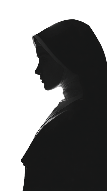 Silhouette Nun Vinyl Car Decal Sticker – Waterproof & UV-Resistant 9.706666666666667"