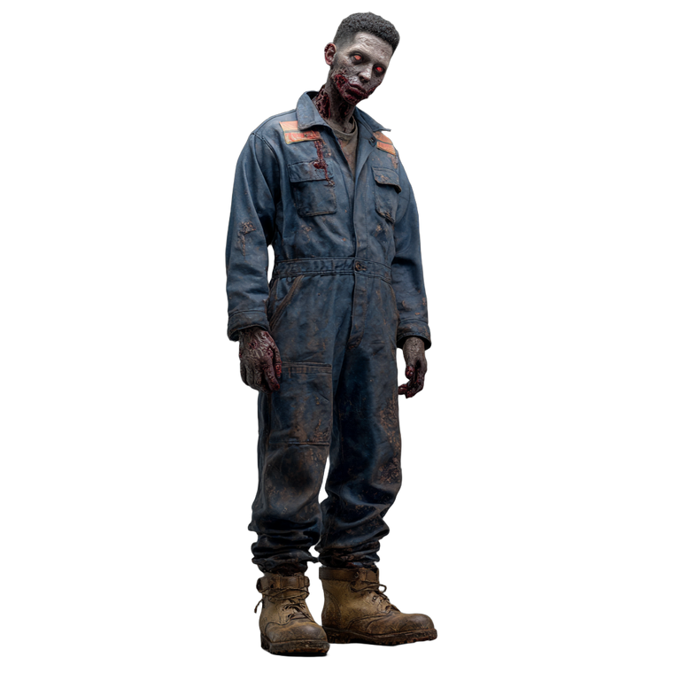 Zombie Construction Worker Vinyl Car Decal Sticker – Waterproof & UV-Resistant 3.4133333333333336"