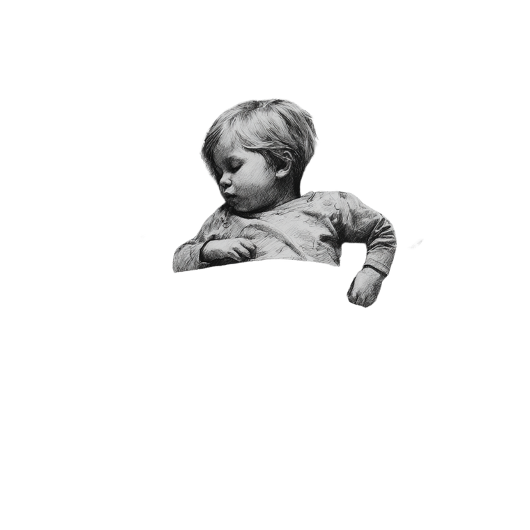 Sleeping Toddler Sketch Vinyl Car Decal Sticker – Waterproof & UV-Resistant 3.4133333333333336"