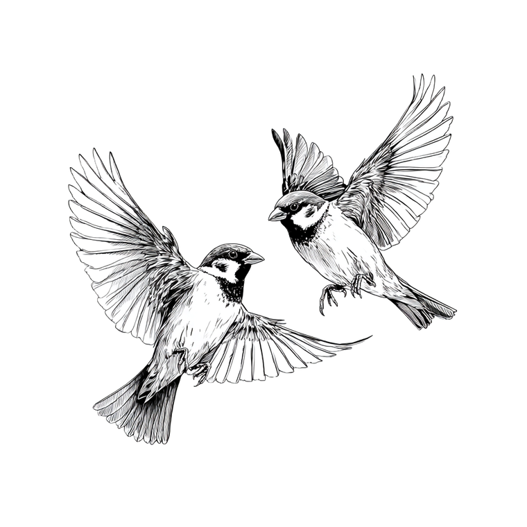 Dancing Sparrows Vinyl Car Decal Sticker – Waterproof & UV-Resistant 3.4133333333333336"