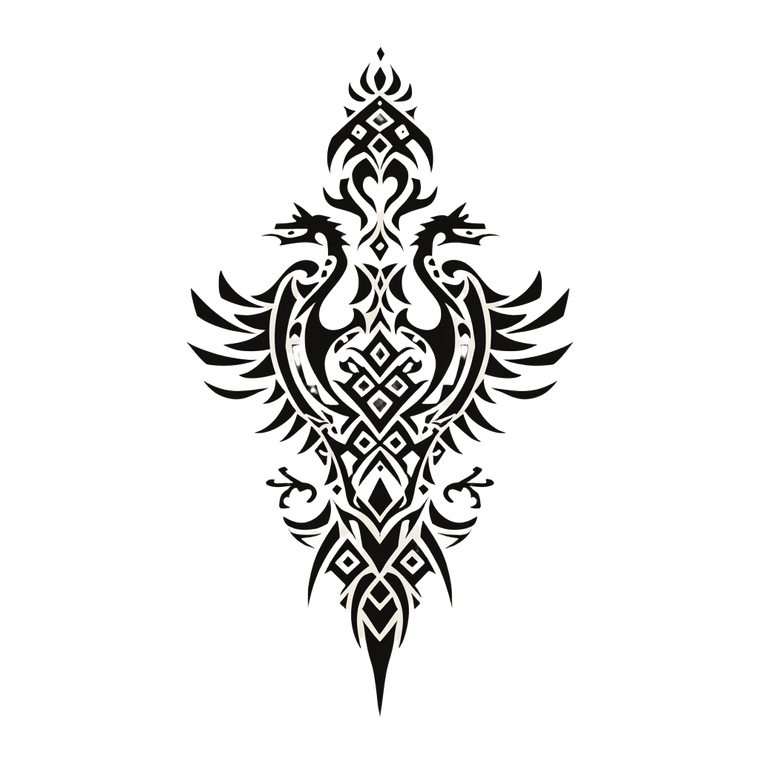 Tribal Dragon Phoenix Vinyl Car Decal Sticker – Waterproof & UV-Resistant 3.4133333333333336"