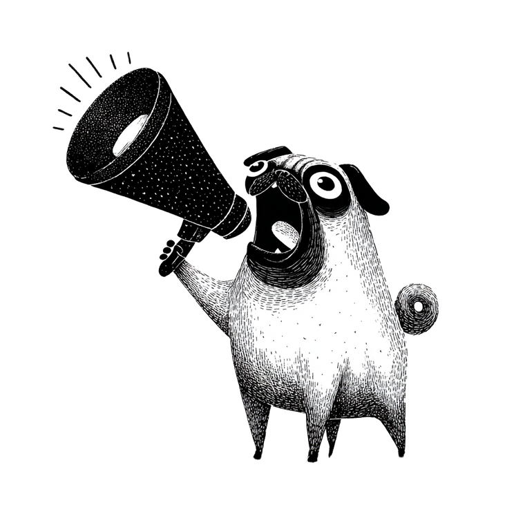 Bold Pug Shouting Vinyl Car Decal Sticker – Waterproof & UV-Resistant 3.4133333333333336"