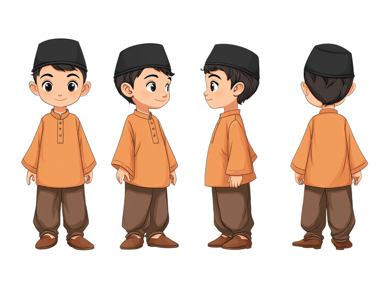 Muslim Boy Cartoon Vinyl Car Decal Sticker – Waterproof & UV-Resistant 6.1866666666666665"