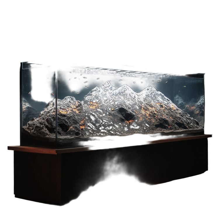 Volcanic Aquarium Scene Vinyl Car Decal Sticker – Waterproof & UV-Resistant 3.4133333333333336"