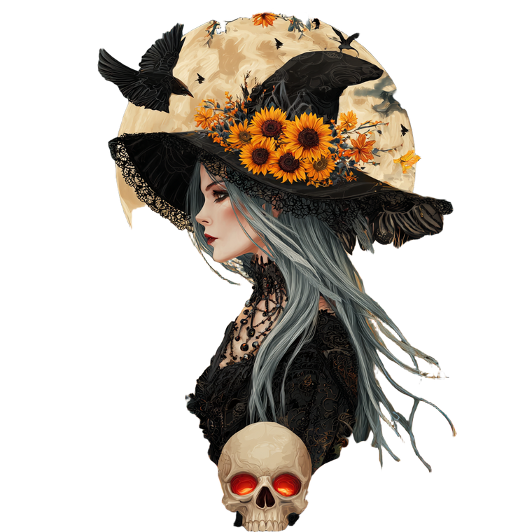 Skeletal Witch Halloween Vinyl Car Decal Sticker – Waterproof & UV-Resistant 6.826666666666667"