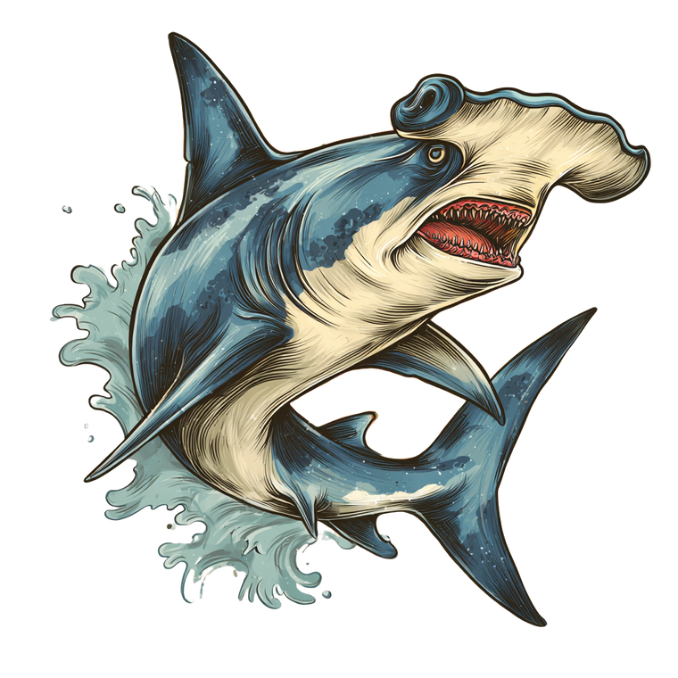 Hammerhead Shark Art Vinyl Car Decal Sticker – Waterproof & UV-Resistant 3.4133333333333336"