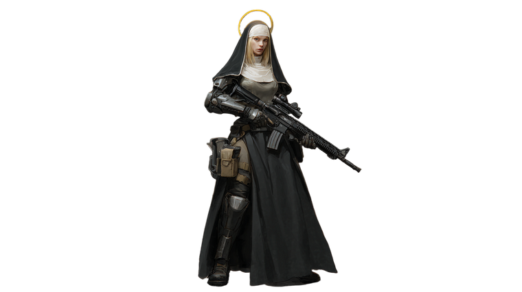 Armored Nun Vinyl Car Decal Sticker – Waterproof & UV-Resistant 2.72"