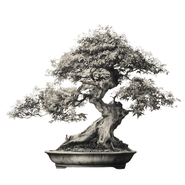 Realistic Bonsai Drawing Vinyl Car Decal Sticker – Waterproof & UV-Resistant 3.4133333333333336"