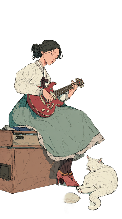 Hanbok Guitarist V2 Vinyl Car Decal Sticker – Waterproof & UV-Resistant 4.8533333333333335"