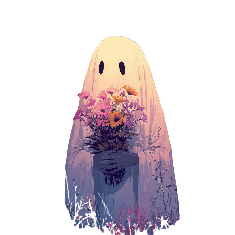 Ghost With Flowers Vinyl Car Decal Sticker – Waterproof & UV-Resistant 6.826666666666667"