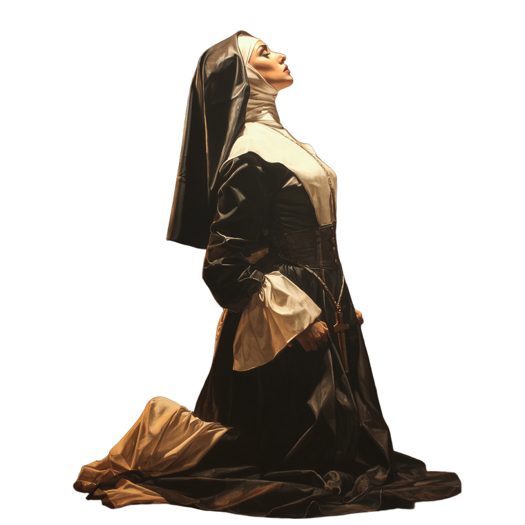 Kneeling Nun Vinyl Car Decal Sticker – Waterproof & UV-Resistant 3.4133333333333336"