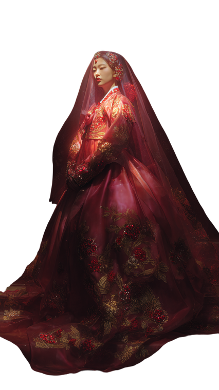 Ruby Hanbok Bride Vinyl Car Decal Sticker – Waterproof & UV-Resistant 4.8533333333333335"