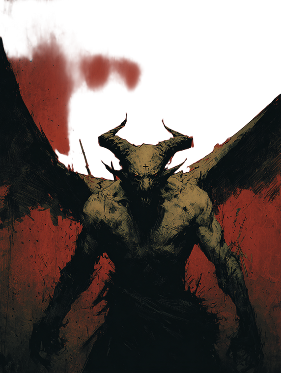 Winged Demon Illustration Vinyl Car Decal Sticker – Waterproof & UV-Resistant 8.213333333333333"