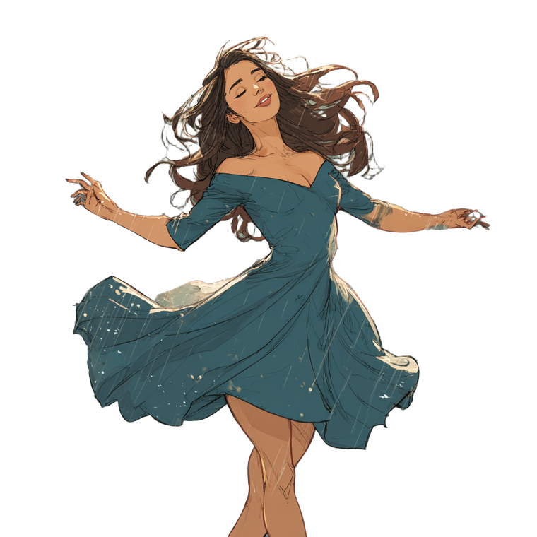 Dancing In Rain V34 Vinyl Car Decal Sticker – Waterproof & UV-Resistant 3.4133333333333336"