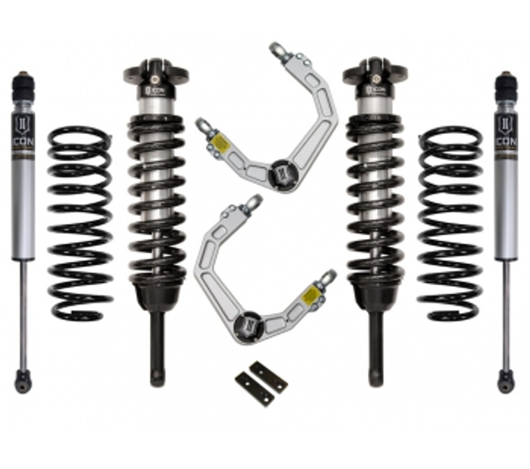 Icon Vehicle Dynamics Lift Kit Suspension K53062 Stage 2; 0 To 3-1/2 Inch Front Lift; 2 Inch Rear Lift; Black Components/Silver Shock Absorbers