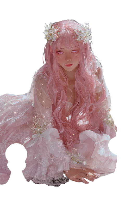 Pink-Haired Fantasy Girl V3 Vinyl Car Decal Sticker – Waterproof & UV-Resistant 4.4