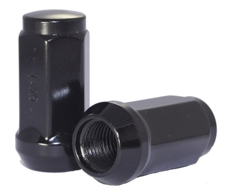 Black Acorn Lug Nuts | Steel 14mm x 2 Thread | 1.75 Inch length | Box of 25