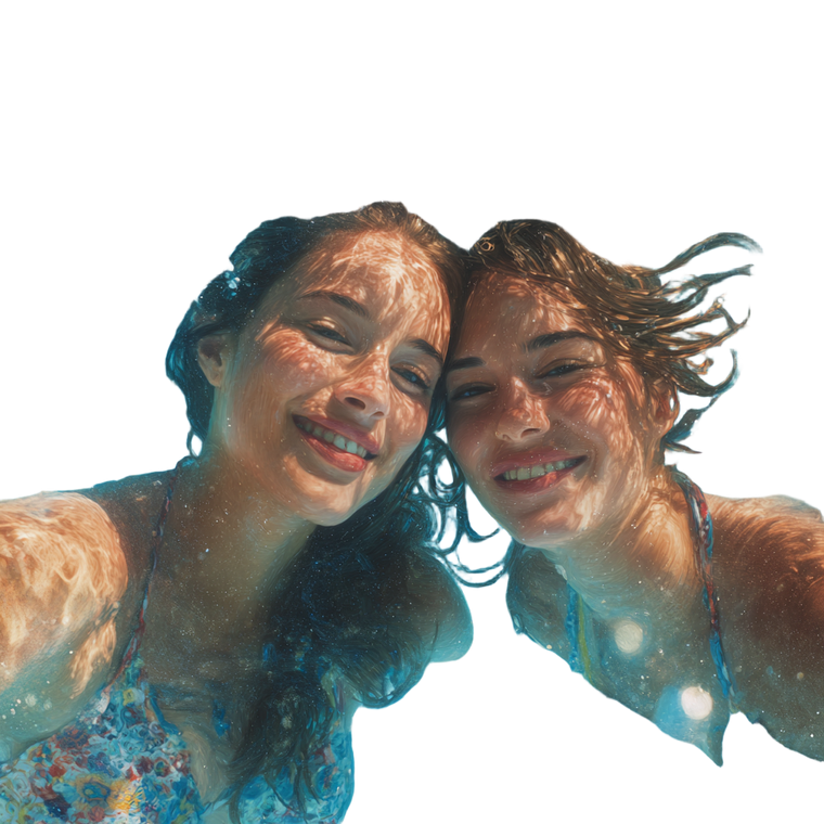 Friends Swimming Vinyl Car Decal Sticker – Waterproof & UV-Resistant 3.4133333333333336"