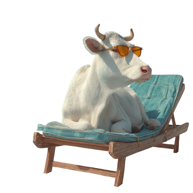 Cow On Poolchair Vinyl Car Decal Sticker – Waterproof & UV-Resistant 6.826666666666667"