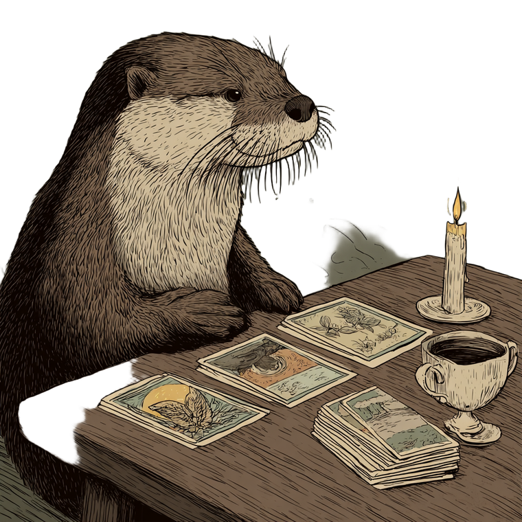 Otter Reading Tarot Vinyl Car Decal Sticker – Waterproof & UV-Resistant 3.4133333333333336"