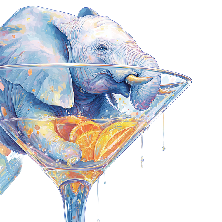 Martini Elephant Vinyl Car Decal Sticker – Waterproof & UV-Resistant 3.4133333333333336"