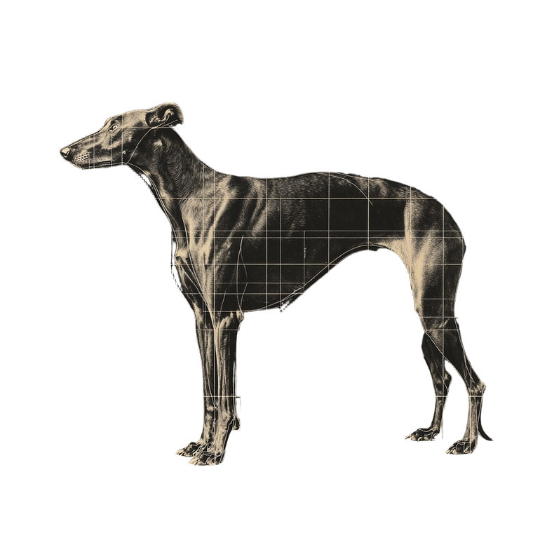 Greyhound Measurement Grid Vinyl Car Decal Sticker – Waterproof & UV-Resistant 3.4133333333333336"