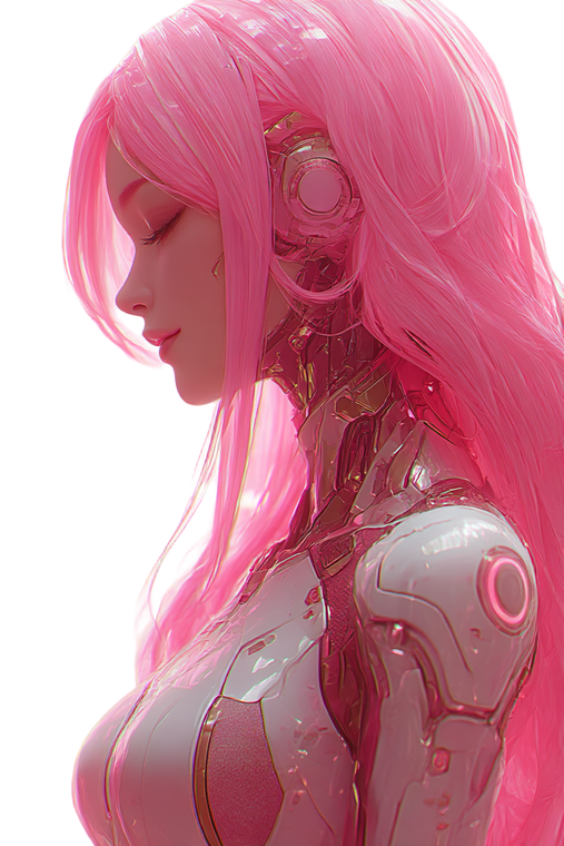 Pink Cyborg Girl V2 Vinyl Car Decal Sticker – Waterproof & UV-Resistant 8.96"