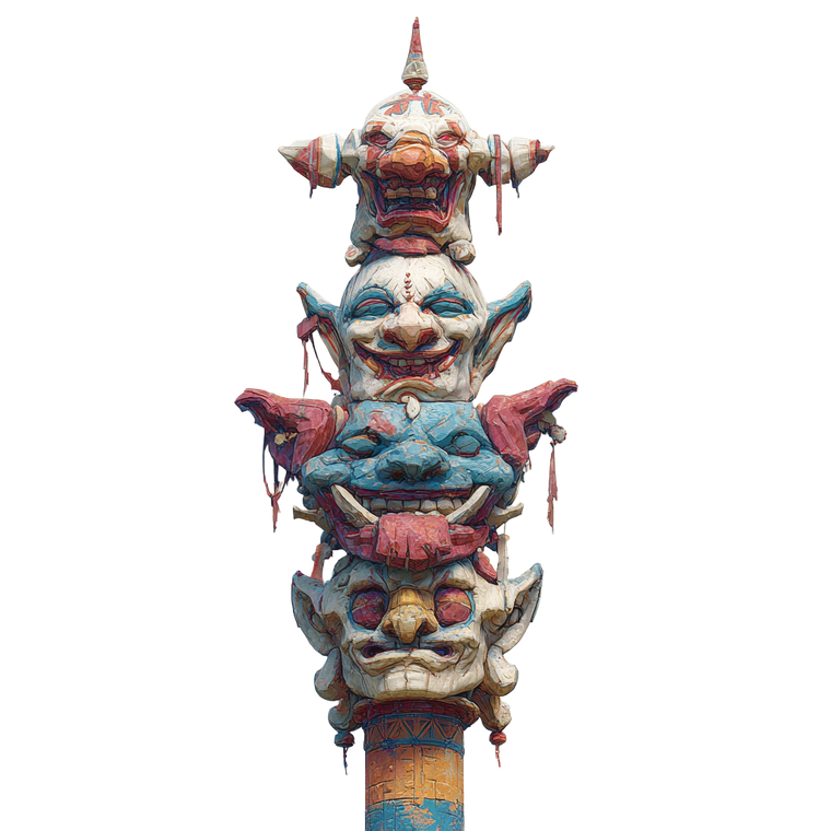 Four-Headed Totem Vinyl Car Decal Sticker – Waterproof & UV-Resistant 3.4133333333333336"