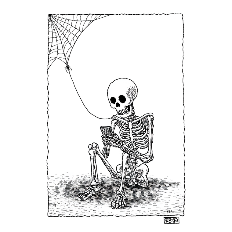 Skeleton On Phone Vinyl Car Decal Sticker – Waterproof & UV-Resistant 6.826666666666667"