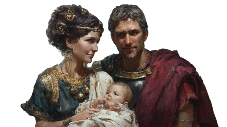 Roman Couple Portrait Vinyl Car Decal Sticker – Waterproof & UV-Resistant 2.72"