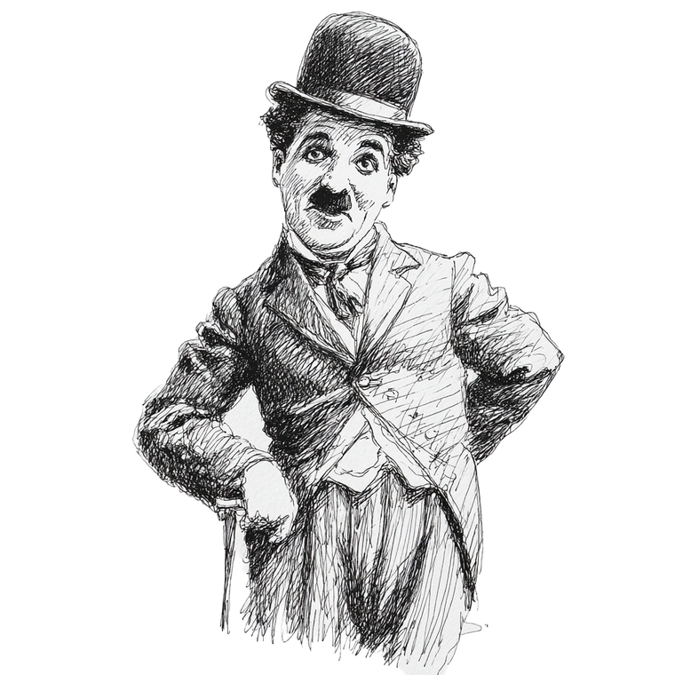 Chaplin Drawing Vinyl Car Decal Sticker – Waterproof & UV-Resistant 3.4133333333333336"