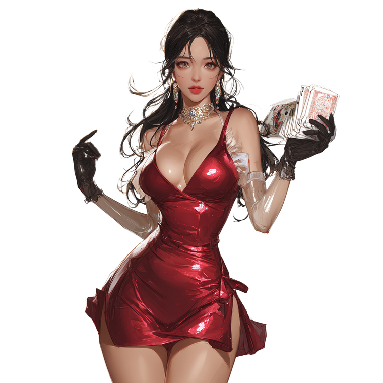 Glamorous Casino Diva Vinyl Car Decal Sticker – Waterproof & UV-Resistant 3.4133333333333336"
