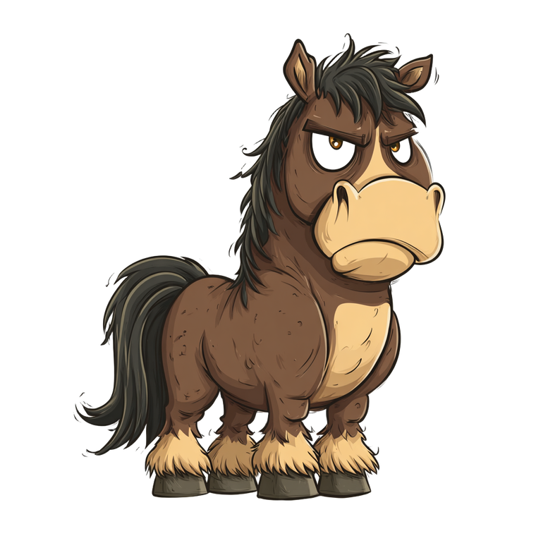 Grumpy Cartoon Horse Vinyl Car Decal Sticker – Waterproof & UV-Resistant 6.826666666666667"