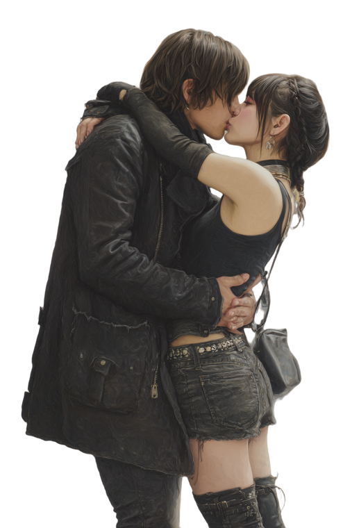 Young Couple Kissing V6 Vinyl Car Decal Sticker – Waterproof & UV-Resistant 4.4