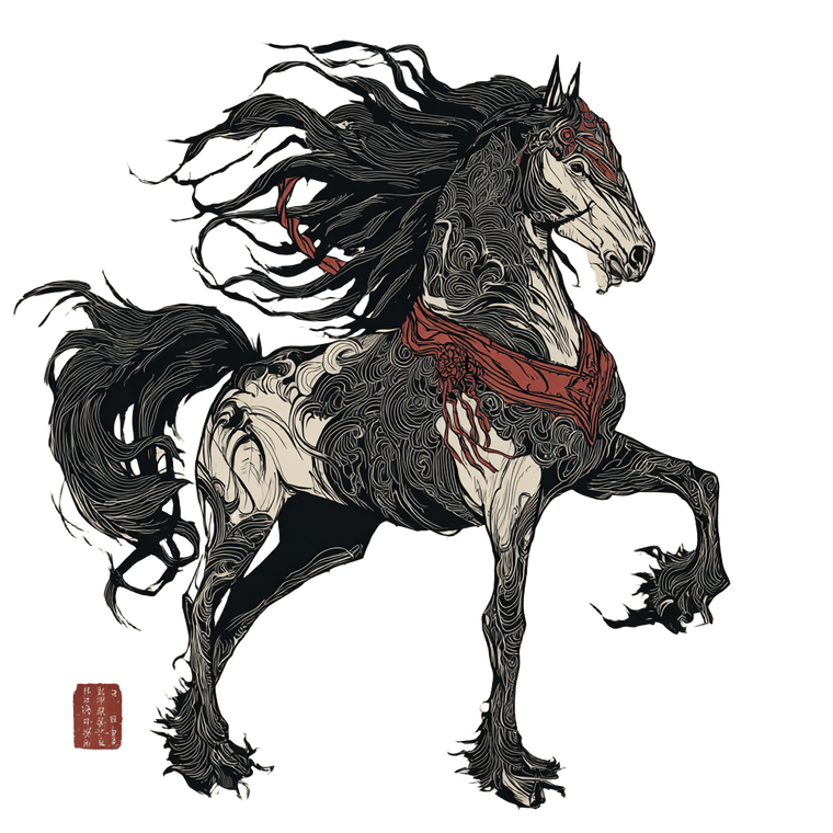 Chinese Horse Vinyl Car Decal Sticker – Waterproof & UV-Resistant 3.4133333333333336"